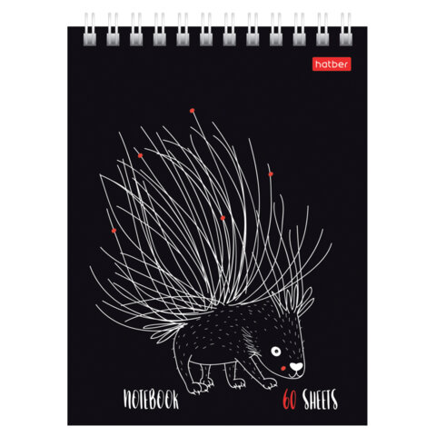 Блокнот МАЛЫЙ ФОРМАТ А6, 60 л., гребень, картон, клетка, HATBER, "Нескучные