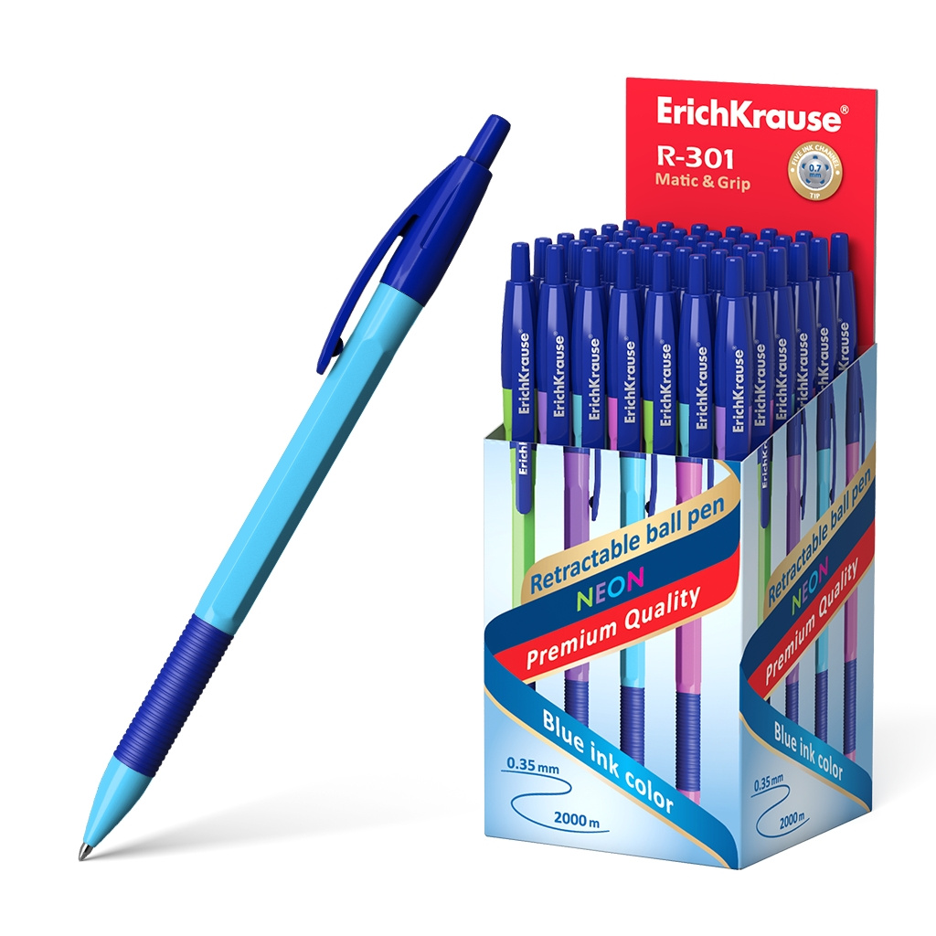 Ручка шариковая автоматическая Erich Krause R-301 Neon Matic&Grip 0.7, цвет Ручка шариковая автоматическая Erich Krause R-301 Neon Matic&Grip 0.7, цвет