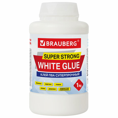 Клей ПВА BRAUBERG, 1 кг, суперпрочный (керамика, ткань, кожа, дерево, бумага, Клей ПВА BRAUBERG, 1 кг, суперпрочный (керамика, ткань, кожа, дерево, бумага,