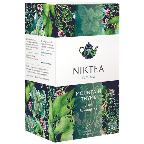 Чай NIKTEA "Mountain Thyme" черный с чабрецом, 25 пакетиков в