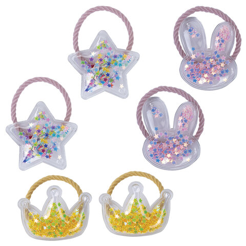 Резинки для волос НАБОР 6 шт., 0,3х14 см, с шармиками, разные цвета, MONTE VITA Резинки для волос НАБОР 6 шт., 0,3х14 см, с шармиками, разные цвета, MONTE VITA