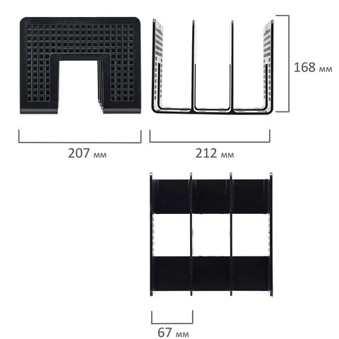 Лоток-сортер для бумаг BRAUBERG "Office-Expert", 3 отделения, Лоток-сортер для бумаг BRAUBERG "Office-Expert", 3 отделения,