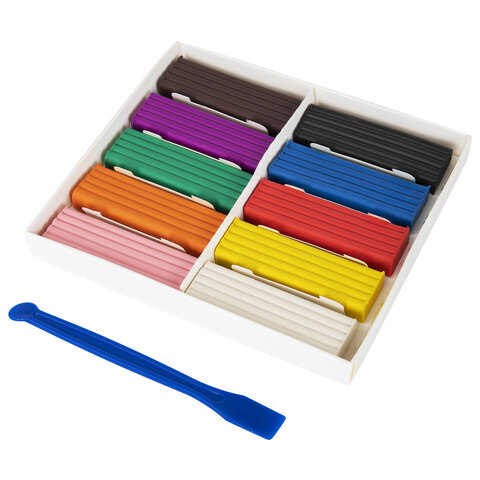 Пластилин классический BRAUBERG KIDS, 10 цветов, 200 г, со стеком, 106504 Пластилин классический BRAUBERG KIDS, 10 цветов, 200 г, со стеком, 106504