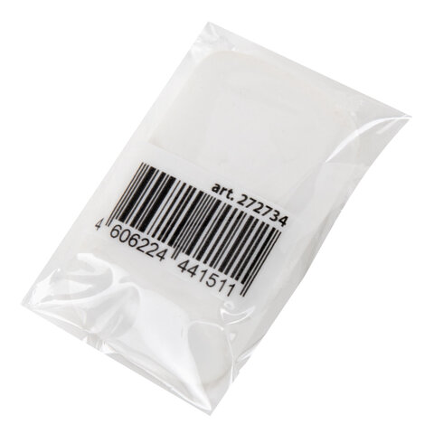 Ластик BRAUBERG "WHITE", 45х28х12 мм, скошенный, белый, 272734