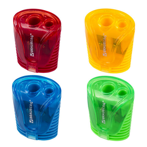 Точилка BRAUBERG "Cell Dual", 2 отверстия, с контейнером, пластиковая, Точилка BRAUBERG "Cell Dual", 2 отверстия, с контейнером, пластиковая,