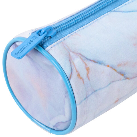 Пенал-тубус BRAUBERG, с эффектом Soft Touch, мягкий, "Blue marble",
