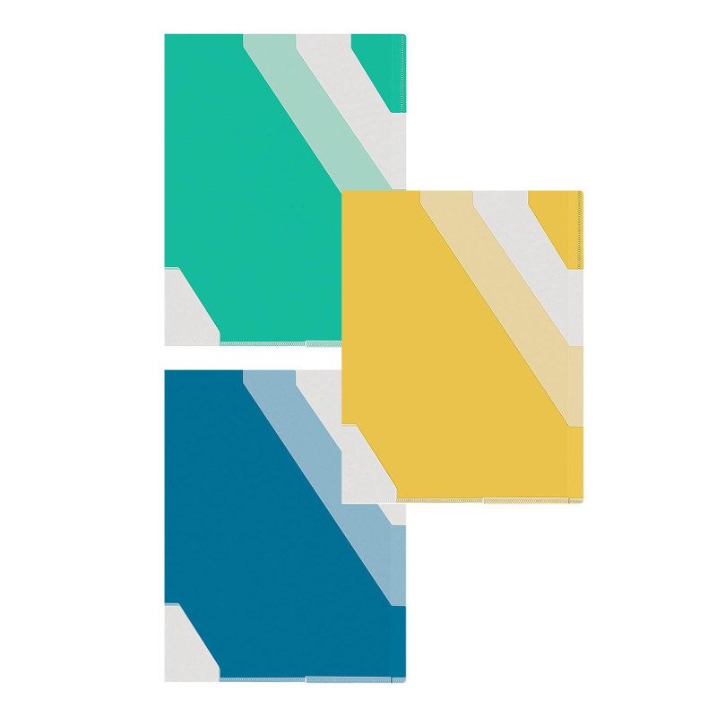 Папка уголок Комус с цветными клапанами и 3 цветными разделителями, 10 шт/уп. в Папка уголок Комус с цветными клапанами и 3 цветными разделителями, 10 шт/уп. в