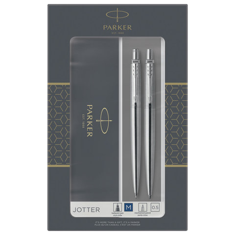 Набор PARKER "Jotter Stainless Steel CT": шариковая ручка синяя и Набор PARKER "Jotter Stainless Steel CT": шариковая ручка синяя и