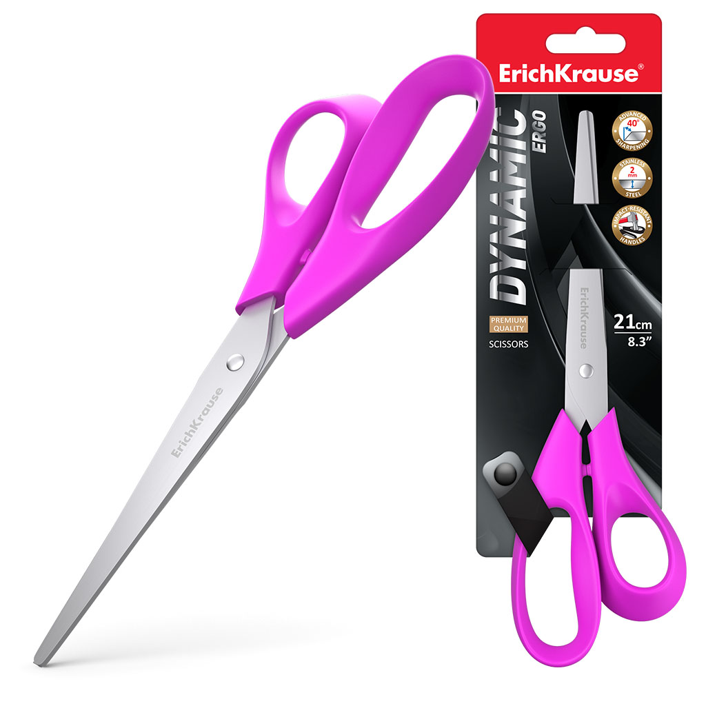 Ножницы Erich Krause Dynamic, 21см (в блистере по 1 шт.) Ножницы Erich Krause Dynamic, 21см (в блистере по 1 шт.)