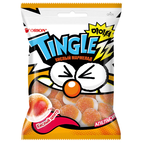 Мармелад жевательный кислый ORION "TINGLEZZ" со вкусом апельсина, 50 г Мармелад жевательный кислый ORION "TINGLEZZ" со вкусом апельсина, 50 г