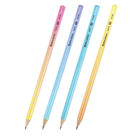 Карандаш чернографитный BRAUBERG "SOFT PASTEL", 1 шт., HB, корпус