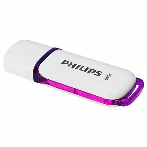 Флеш-диск 64 GB PHILIPS SNOW, разъем USB 2.0, фиолетовый, FM64FD70B/97 Флеш-диск 64 GB PHILIPS SNOW, разъем USB 2.0, фиолетовый, FM64FD70B/97