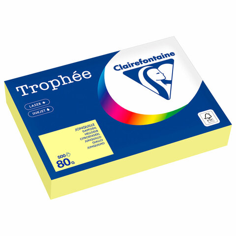 Бумага цветная CLAIREFONTAINE, А4, 80 г/м2, 500 л., пастель, лимонно-желтый, Бумага цветная CLAIREFONTAINE, А4, 80 г/м2, 500 л., пастель, лимонно-желтый,