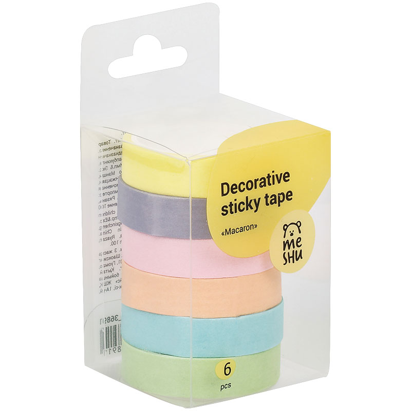 Набор клейких декоративных лент MESHU "Macaron", 6 штук Набор клейких декоративных лент MESHU "Macaron", 6 штук