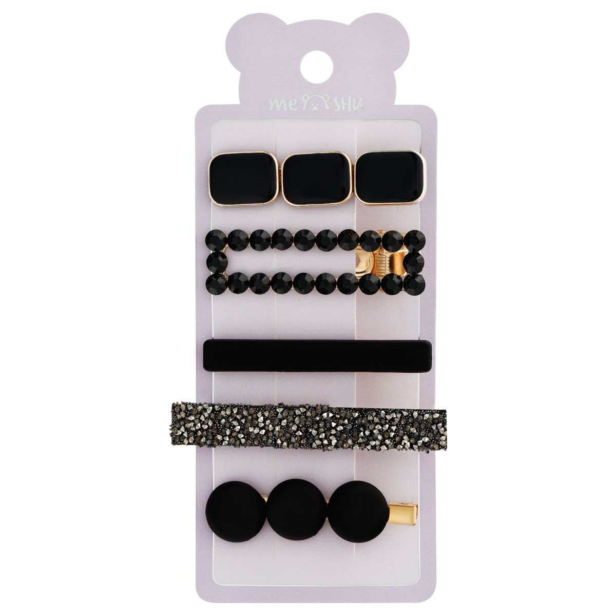 Заколки для волос MESHU, черные, 5 штук, европодвес Заколки для волос MESHU, черные, 5 штук, европодвес