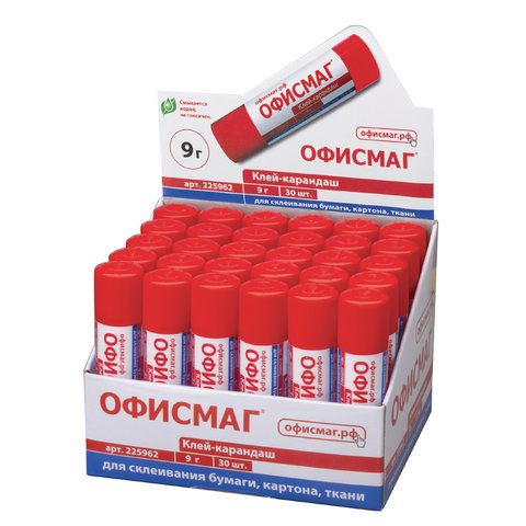 Клей-карандаш ОФИСМАГ, 9 г, 225962 Клей-карандаш ОФИСМАГ, 9 г, 225962
