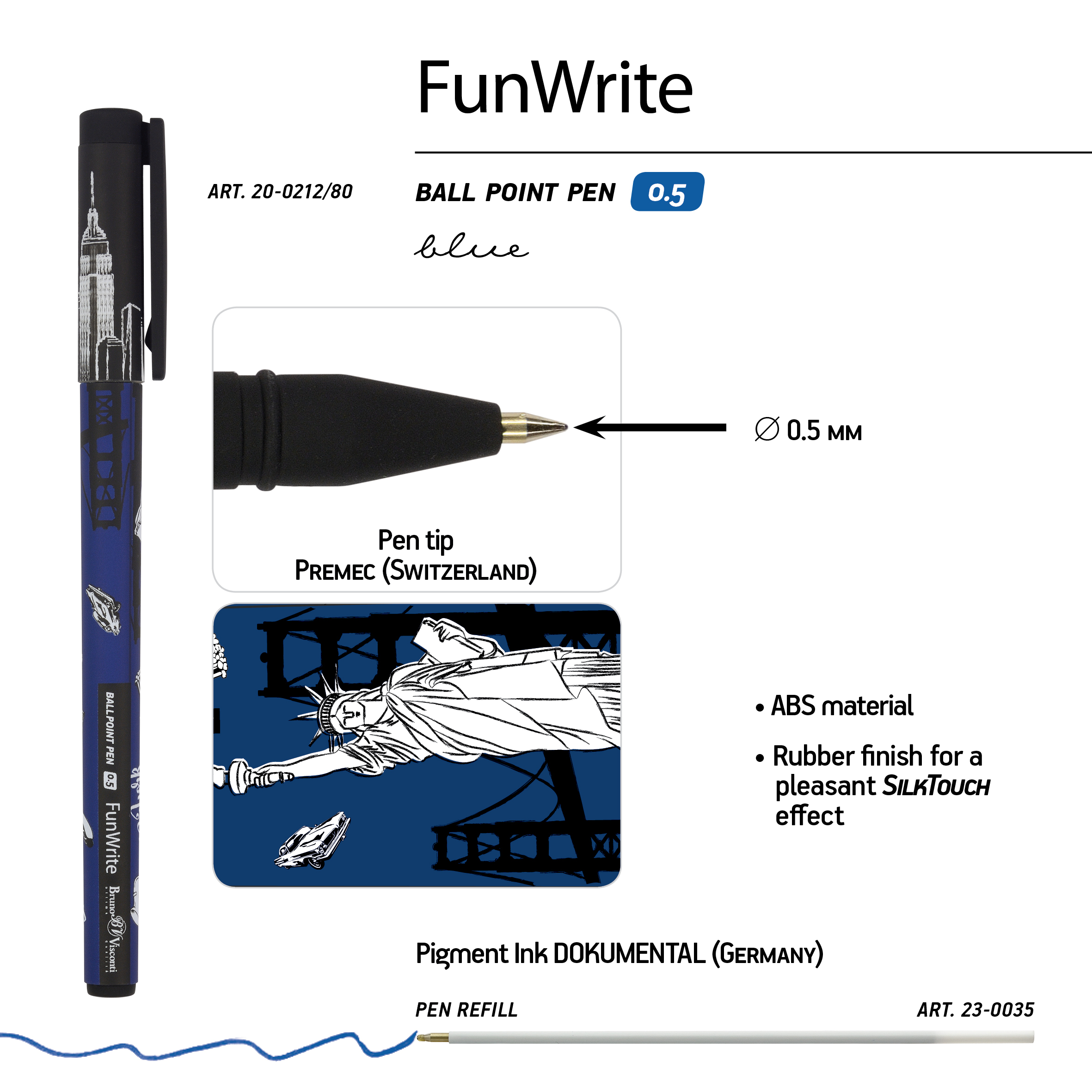 РУЧКА "FunWrite. Романтическое путешествие. Нью-Йорк" ШАРИКОВАЯ 0.5