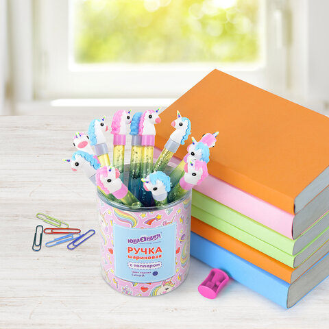 Ручка с топпером и блестками шариковая ЮНЛАНДИЯ "Единорог", детали