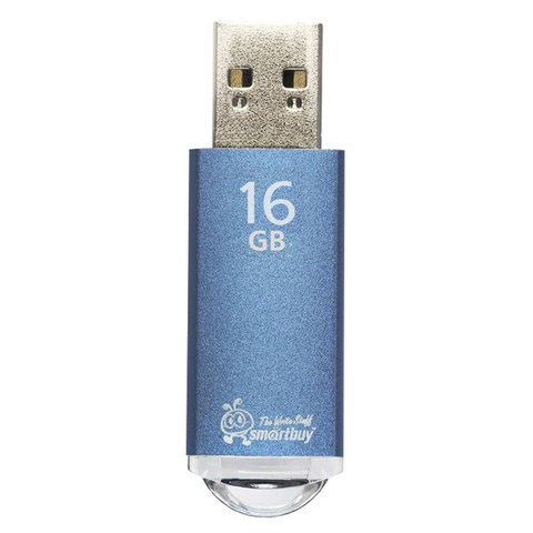 Флеш-диск 16 GB, SMARTBUY V-Cut, USB 2.0, металлический корпус, синий,
