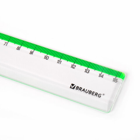 Линейка пластиковая 15 см BRAUBERG "FRESH ZONE", прозрачная, с Линейка пластиковая 15 см BRAUBERG "FRESH ZONE", прозрачная, с