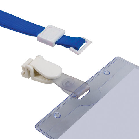 Лента для бейджей, 45 см, съемный пластиковый клип-замок с петелькой, СИНЯЯ, Лента для бейджей, 45 см, съемный пластиковый клип-замок с петелькой, СИНЯЯ,