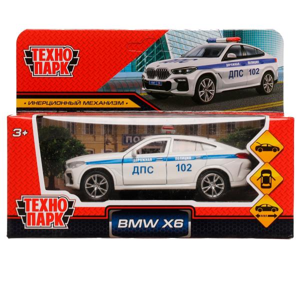 Машина металл BMW X6 ПОЛИЦИЯ длина 12 см, двери, багаж, инерц, белый, Технопарк Машина металл BMW X6 ПОЛИЦИЯ длина 12 см, двери, багаж, инерц, белый, Технопарк