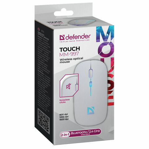Мышь беспроводная DEFENDER TOUCH MM-997, USB, 3 кнопки+1 колесо-кнопка,