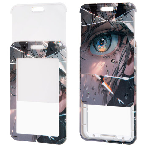 Бейдж вертикальный с 3D-печатью "Отражение" (85х54 мм), с рулеткой,