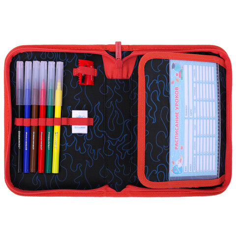 Пенал BRAUBERG с наполнением, 1 отделение, 1 откидная планка, 24 предмета, 21х14