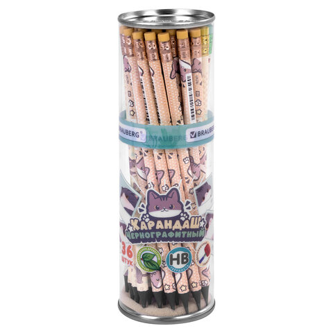 Карандаш чернографитный с принтом кросс-серия МИЛЫЕ КОТЫ, 1 шт., HB, ластик,