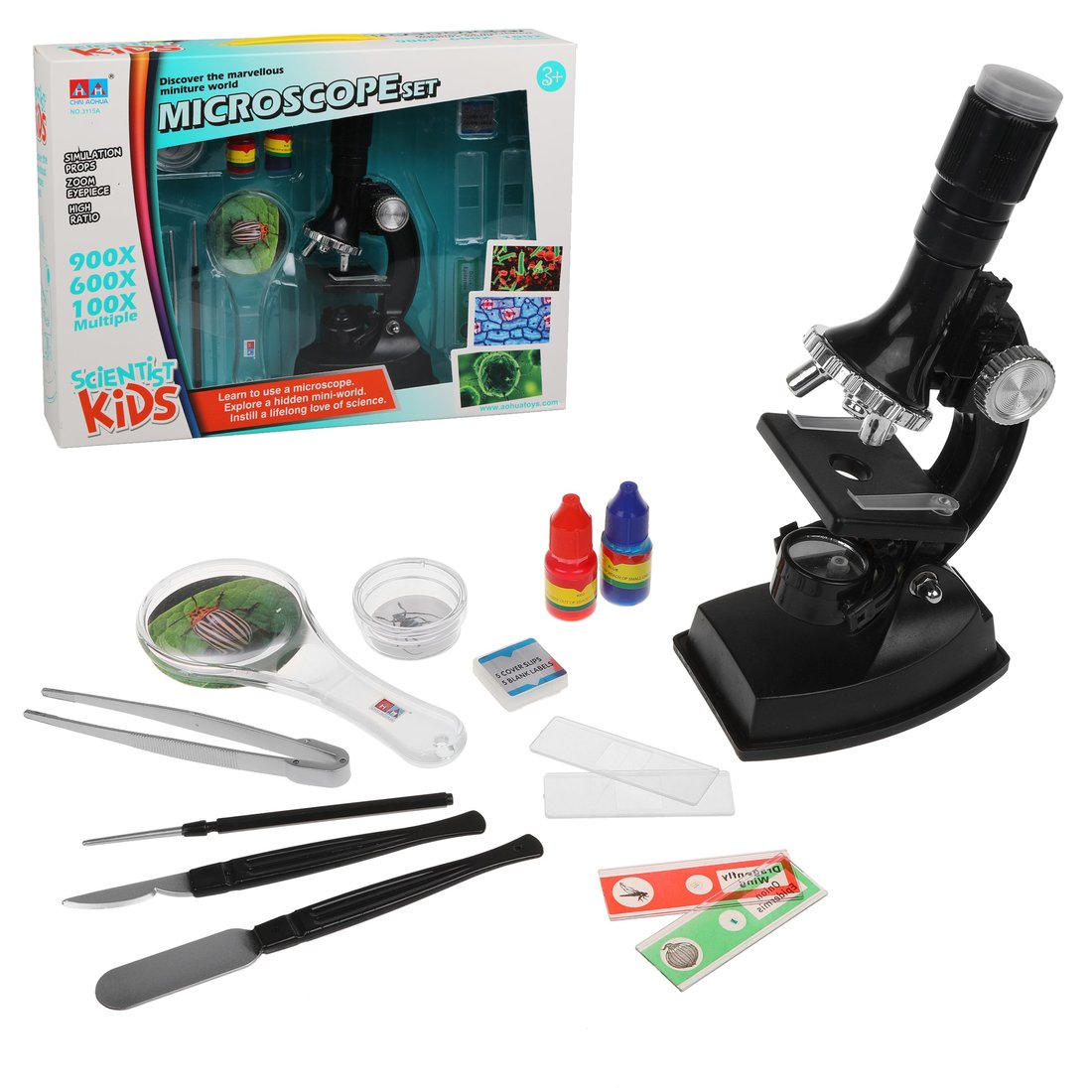 Микроскоп детский 100х увеличение, 3 объектива, аксессуары Микроскоп детский 100х увеличение, 3 объектива, аксессуары