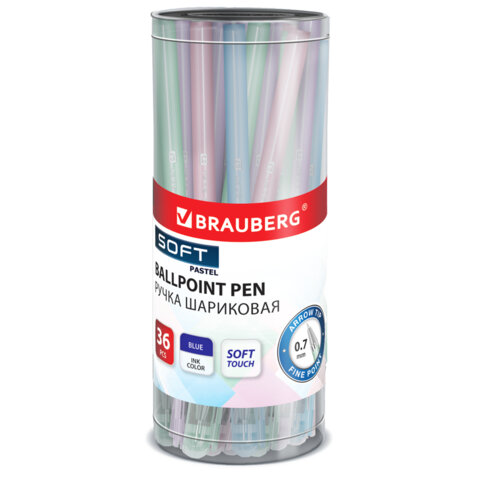 Ручка шариковая BRAUBERG "MARSHMALLOW", СИНЯЯ, SOFT TOUCH покрытие,