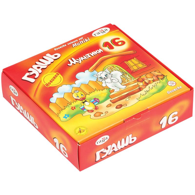 Гуашь Гамма "Мультики", 16 цветов, 20мл, картон 221032_16 Гуашь Гамма "Мультики", 16 цветов, 20мл, картон 221032_16