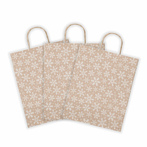 Крафт пакет бумажный "Снежинка" 22х12х25 см, с кручеными ручками,