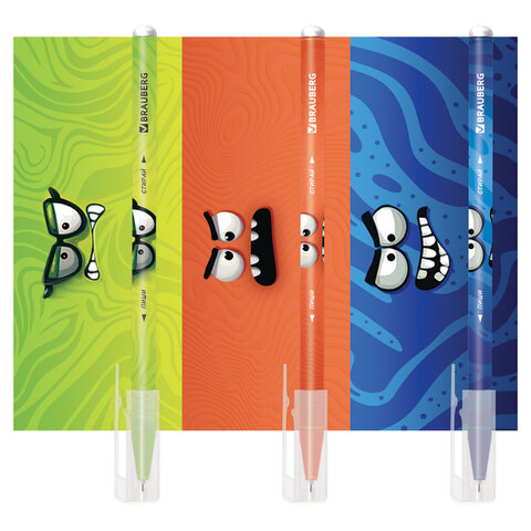 Ручка стираемая гелевая, кросс-серия "МОНСТРИКИ", BRAUBERG, СИНЯЯ, Ручка стираемая гелевая, кросс-серия "МОНСТРИКИ", BRAUBERG, СИНЯЯ,