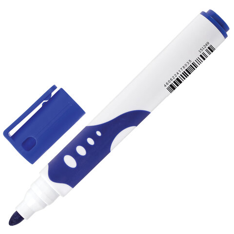 Маркер для доски BRAUBERG SOFT, СИНИЙ, резиновая вставка, круглый наконечник, 5 Маркер для доски BRAUBERG SOFT, СИНИЙ, резиновая вставка, круглый наконечник, 5