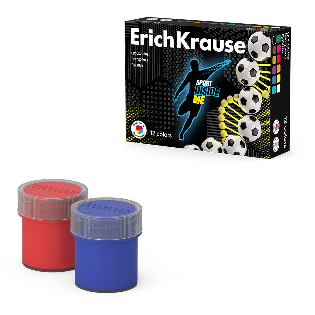 Гуашь ErichKrause Sport DNA 12 цветов по 20 мл (в коробке 12 штук) Гуашь ErichKrause Sport DNA 12 цветов по 20 мл (в коробке 12 штук)