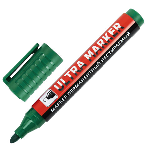Маркер перманентный ULTRA MARKER, ЗЕЛЕНЫЙ, 3,5 мм, с клипом, BRAUBERG, 152207 Маркер перманентный ULTRA MARKER, ЗЕЛЕНЫЙ, 3,5 мм, с клипом, BRAUBERG, 152207