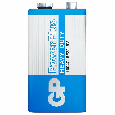 Батарейка 1 шт. GP PowerPlus, Крона (6R61, 6F22, 1604S), солевая, в плёнке,