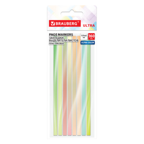 Закладки клейкие, выделители текста, BRAUBERG ULTRA COLOR, 135х5 мм, 160 штук (8 Закладки клейкие, выделители текста, BRAUBERG ULTRA COLOR, 135х5 мм, 160 штук (8