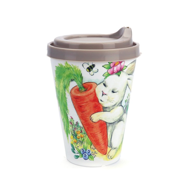 Стакан пластиковый c крышкой "Кроль-Вилль". Сладкая морковка, 420мл Стакан пластиковый c крышкой "Кроль-Вилль". Сладкая морковка, 420мл