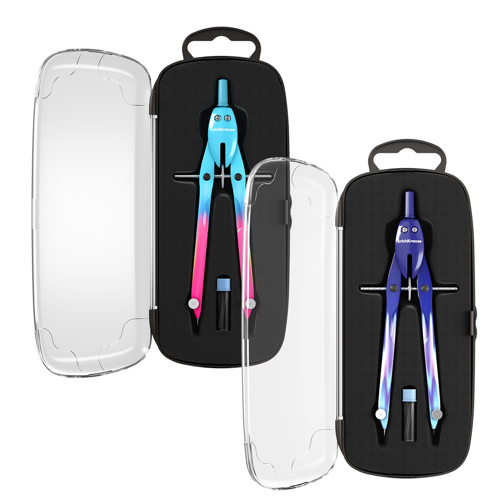 Готовальня Erich Krause CoolRay, (металлический циркуль и сменный грифель), Готовальня Erich Krause CoolRay, (металлический циркуль и сменный грифель),