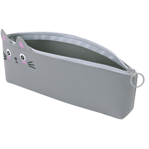 Пенал ЮНЛАНДИЯ ЮНИОР, 1 отделение, искусственная кожа, "Gray kitty", Пенал ЮНЛАНДИЯ ЮНИОР, 1 отделение, искусственная кожа, "Gray kitty",