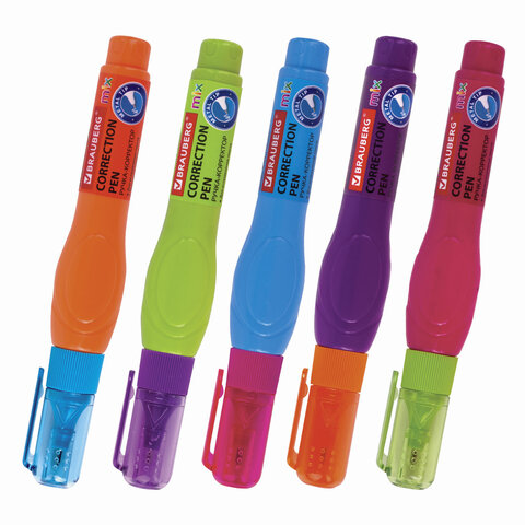 Ручка-корректор BRAUBERG MIX, 9 мл, металлический наконечник, ассорти, 229075 Ручка-корректор BRAUBERG MIX, 9 мл, металлический наконечник, ассорти, 229075