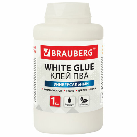 Клей ПВА BRAUBERG, 1 кг, универсальный (бумага, картон, дерево), 600983 Клей ПВА BRAUBERG, 1 кг, универсальный (бумага, картон, дерево), 600983