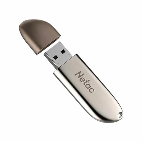 Флеш-диск 64 GB NETAC U352, USB 2.0, металлический корпус, серебристый,