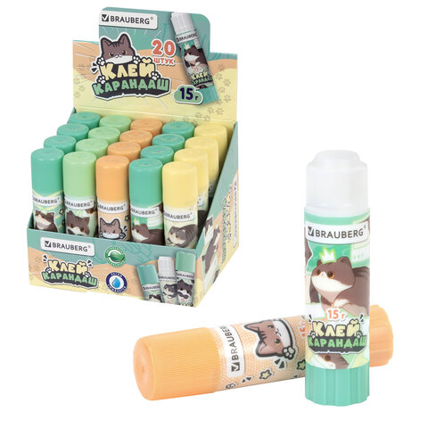 Клей-карандаш 15 г, кросс-серия "МИЛЫЕ КОТЫ", ассорти, BRAUBERG, Клей-карандаш 15 г, кросс-серия "МИЛЫЕ КОТЫ", ассорти, BRAUBERG,