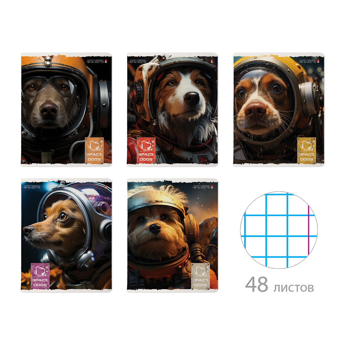 ТЕТРАДЬ 48 ЛИСТОВ, "SPACE DOGS" 5 ВИДОВ ТЕТРАДЬ 48 ЛИСТОВ, "SPACE DOGS" 5 ВИДОВ