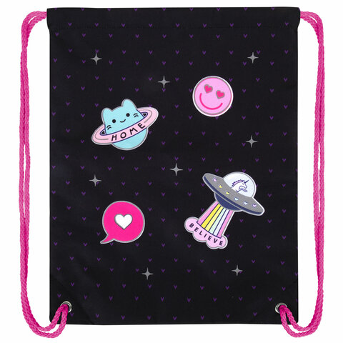 Мешок для обуви BRAUBERG PREMIUM, карман, подкладка, светоотражайка, 43х33 см,