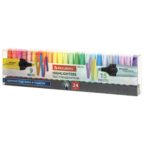 Набор текстовыделителей 24 ЦВЕТА на подставке, BRAUBERG "DELTA", 15 Набор текстовыделителей 24 ЦВЕТА на подставке, BRAUBERG "DELTA", 15